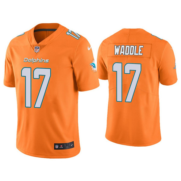 Men's Miami Dolphins #17 Jaylen Waddle 2021 Orange Vapor Untouchable Limited Stitched NFL Jersey